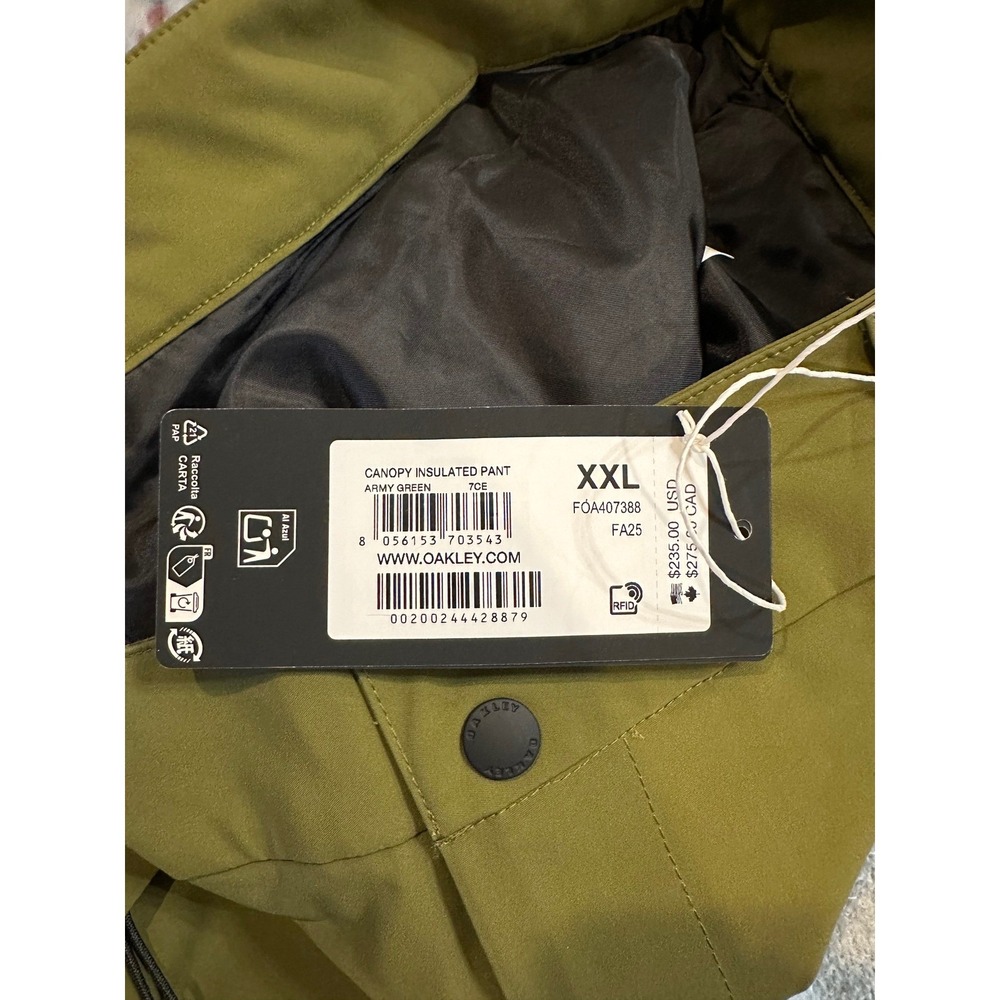 Oakley Canopy Insulated Pants Mens XXL Army Green Snow Ski Snowboard FOA407388 - Picture 3 of 3